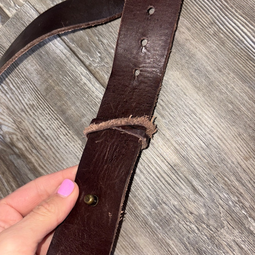 Abercrombie & Fitch Dark Brown Leather Double-Ring Belt - Picture 2 of 3